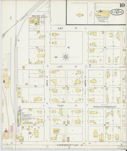 Sanborn Fire Insurance Map from Elwood, Madison County, Indiana (1895), Sheet #0010 - Historic Sanborn Fire Insurance Map Print, vintage old map wall art, antique decor, genealogy gift, Indiana Indiana map
