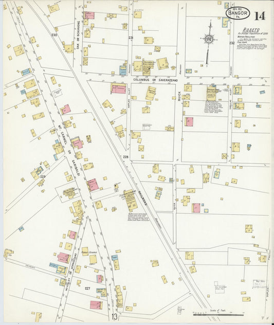 Sanborn Fire Insurance Map from Bangor, Northampton County, Pennsylvania (1912), Sheet #0014 - Historic Sanborn Fire Insurance Map Print, vintage old map wall art, antique decor, genealogy gift, Pennsylvania Pennsylvania map