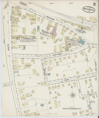 Sanborn Fire Insurance Map from Westboro, Worcester County, Massachusetts (1888), Sheet #0003 - Complete Map Set gallery image, historic Sanborn map, vintage wall art, Massachusetts Massachusetts