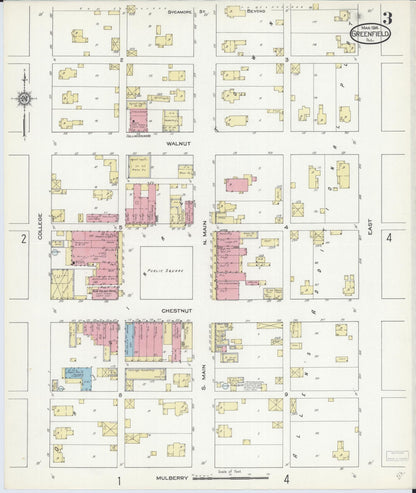 Sanborn Fire Insurance Map from Greenfield, Greene County, Illinois (1914), Sheet #0003 - Historic Sanborn Fire Insurance Map Print, vintage old map wall art, antique decor, genealogy gift, Illinois Illinois map