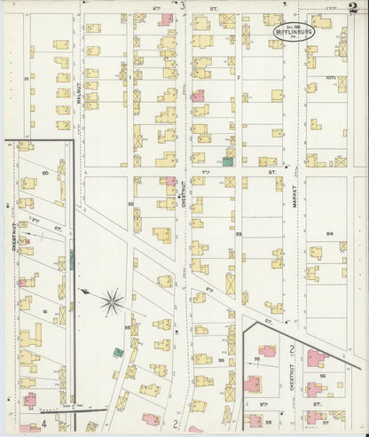 Sanborn Fire Insurance Map from Mifflinburg, Union County, Pennsylvania (1906), Sheet #0002 - Complete Map Set gallery image, historic Sanborn map, vintage wall art, Pennsylvania Pennsylvania