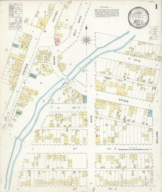 Sanborn Fire Insurance Map from Belt, Cascade County, Montana (1900), Sheet #0001 - Complete Map Set gallery image, historic Sanborn map, vintage wall art, Montana Montana