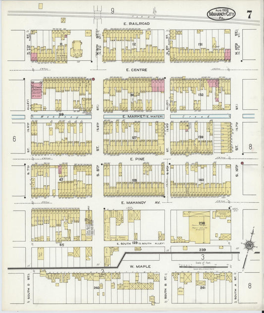 Sanborn Fire Insurance Map from Mahanoy City, Schuylkill County, Pennsylvania (1920), Sheet #0007 - Historic Sanborn Fire Insurance Map Print, vintage old map wall art, antique decor, genealogy gift, Pennsylvania Pennsylvania map