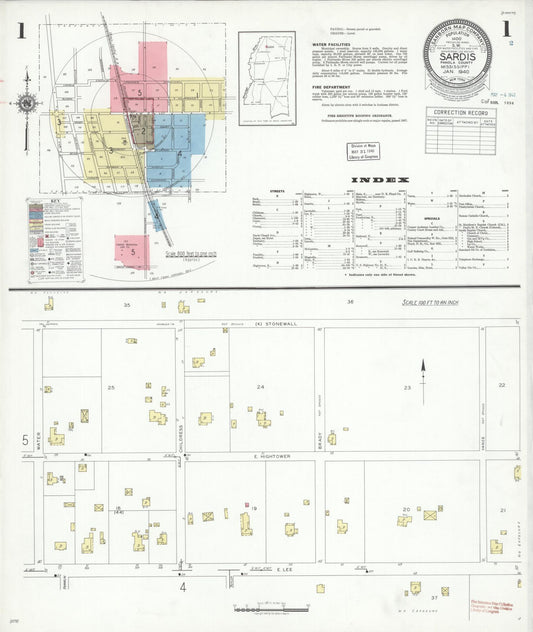 Sanborn Fire Insurance Map from Sardis, Panola County, Mississippi (1940), Sheet #0001 - Complete Map Set gallery image, historic Sanborn map, vintage wall art, Mississippi Mississippi