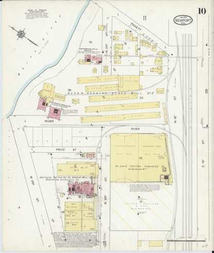Sanborn Fire Insurance Map from Newport, Jackson County, Arkansas (1914), Sheet #0010 - Complete Map Set gallery image, historic Sanborn map, vintage wall art, Arkansas Arkansas
