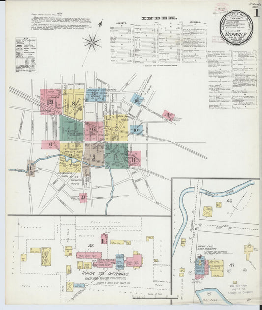 Sanborn Fire Insurance Map from Norwalk, Huron County, Ohio (1893), Sheet #0001 - Complete Map Set gallery image, historic Sanborn map, vintage wall art, Ohio Ohio