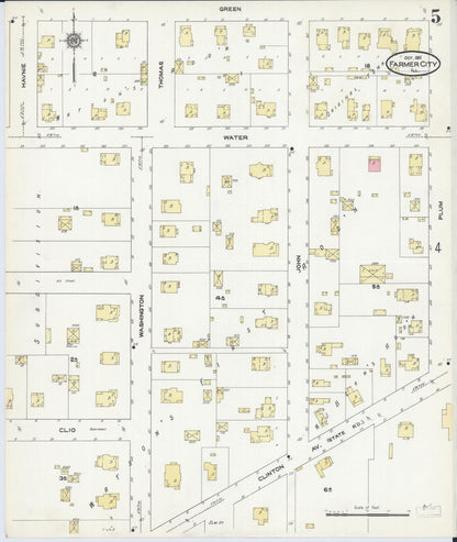Sanborn Fire Insurance Map from Farmer City, De Witt County, Illinois (1911), Sheet #0005 - Historic Sanborn Fire Insurance Map Print, vintage old map wall art, antique decor, genealogy gift, Illinois Illinois map