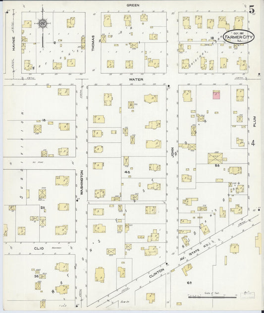 Sanborn Fire Insurance Map from Farmer City, De Witt County, Illinois (1911), Sheet #0005 - Historic Sanborn Fire Insurance Map Print, vintage old map wall art, antique decor, genealogy gift, Illinois Illinois map