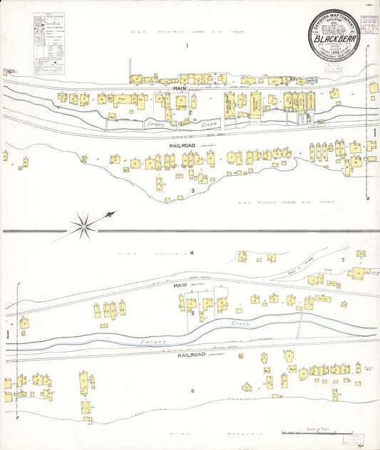 Sanborn Fire Insurance Map from Black Bear, Shoshone County, Idaho (1905), Sheet #0001 - Historic Sanborn Fire Insurance Map Print, vintage old map wall art, antique decor, genealogy gift, Idaho Idaho map