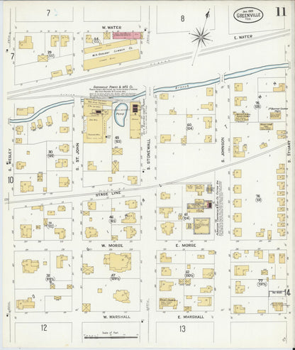 Sanborn Fire Insurance Map from Greenville, Hunt County, Texas (1909), Sheet #0011 - Historic Sanborn Fire Insurance Map Print, vintage old map wall art, antique decor, genealogy gift, Texas Texas map