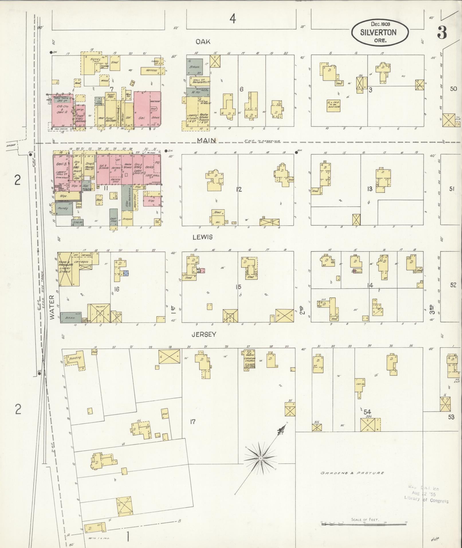 Sanborn Fire Insurance Map from Silverton, Marion County, Oregon (1903), Sheet #0003 - Historic Sanborn Fire Insurance Map Print, vintage old map wall art, antique decor, genealogy gift, Oregon Oregon map