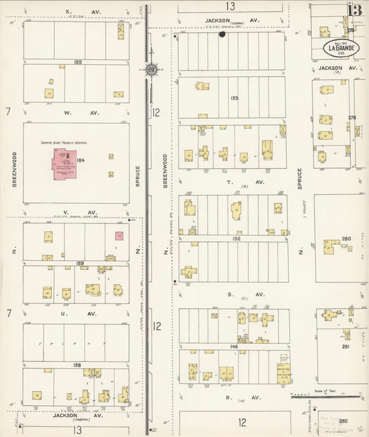 Sanborn Fire Insurance Map from La Grande, Union County, Oregon (1910), Sheet #0013 - Historic Sanborn Fire Insurance Map Print, vintage old map wall art, antique decor, genealogy gift, Oregon Oregon map