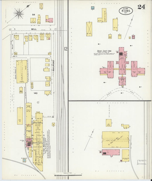 Sanborn Fire Insurance Map from Rome, Oneida County, New York (1899), Sheet #0024 - Historic Sanborn Fire Insurance Map Print, vintage old map wall art, antique decor, genealogy gift, New York New York map