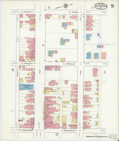Sanborn Fire Insurance Map from Pottstown, Montgomery County, Pennsylvania (1916), Sheet #0009 - Complete Map Set gallery image, historic Sanborn map, vintage wall art, Pennsylvania Pennsylvania