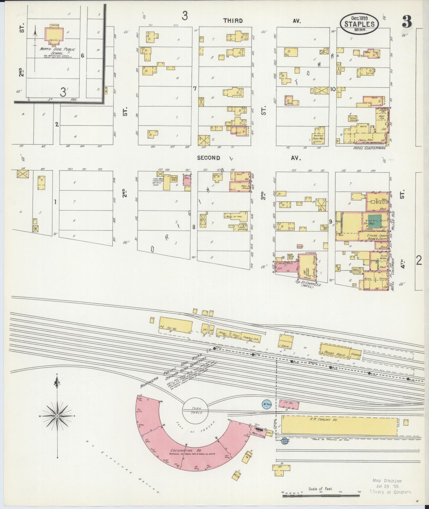 Sanborn Fire Insurance Map from Staples, Todd County, Minnesota (1899), Sheet #0003 - Complete Map Set gallery image, historic Sanborn map, vintage wall art, Minnesota Minnesota