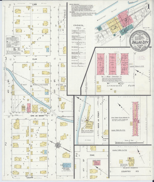 Sanborn Fire Insurance Map from Dallas City, Hancock County, Illinois (1912), Sheet #0001 - Historic Sanborn Fire Insurance Map Print, vintage old map wall art, antique decor, genealogy gift, Illinois Illinois map