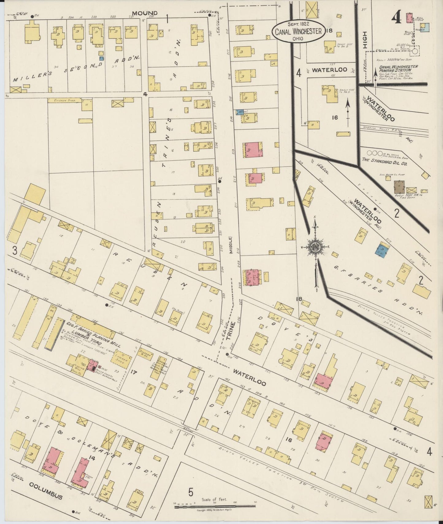 Sanborn Fire Insurance Map from Canal Winchester, Franklin County, Ohio (1922), Sheet #0004 - Historic Sanborn Fire Insurance Map Print, vintage old map wall art, antique decor, genealogy gift, Ohio Ohio map