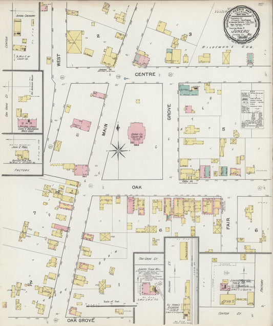Sanborn Fire Insurance Map from Juneau, Dodge County, Wisconsin (1892), Sheet #0001 - Historic Sanborn Fire Insurance Map Print, vintage old map wall art, antique decor, genealogy gift, Wisconsin Wisconsin map