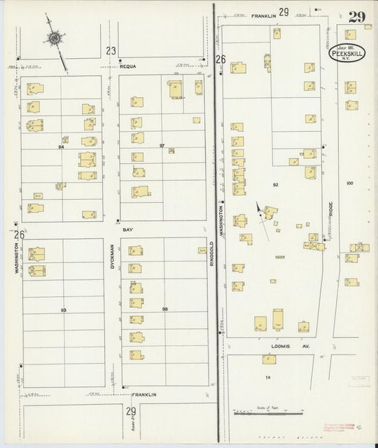 Sanborn Fire Insurance Map from Peekskill, Westchester County, New York (1911), Sheet #0029 - Historic Sanborn Fire Insurance Map Print, vintage old map wall art, antique decor, genealogy gift, New York New York map