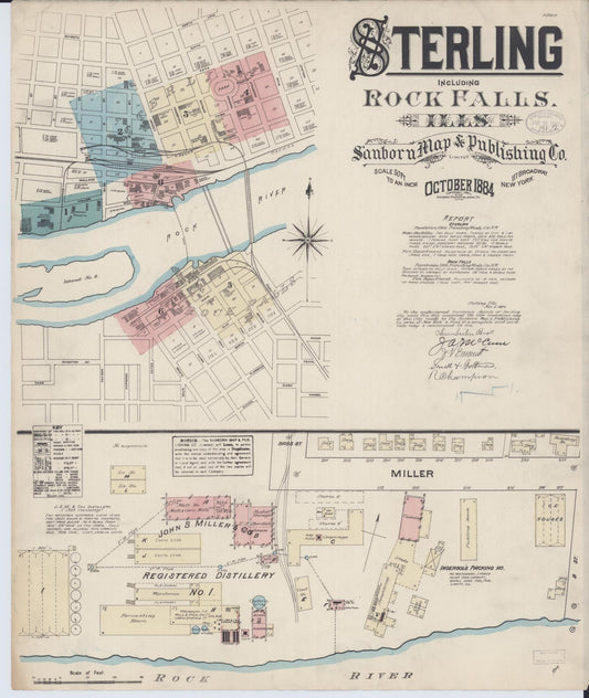 Sanborn Fire Insurance Map from Sterling, Whiteside County, Illinois (1884), Sheet #0001 - Historic Sanborn Fire Insurance Map Print, vintage old map wall art, antique decor, genealogy gift, Illinois Illinois map