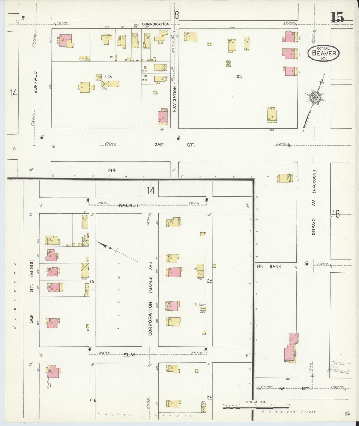 Sanborn Fire Insurance Map from Beaver, Beaver County, Pennsylvania (1912), Sheet #0015 - Complete Map Set gallery image, historic Sanborn map, vintage wall art, Pennsylvania Pennsylvania