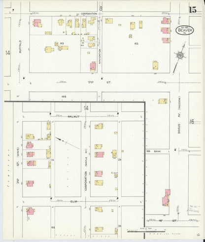 Sanborn Fire Insurance Map from Beaver, Beaver County, Pennsylvania (1912), Sheet #0015 - Complete Map Set gallery image, historic Sanborn map, vintage wall art, Pennsylvania Pennsylvania