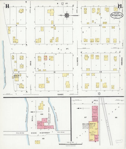 Sanborn Fire Insurance Map from Momence, Kankakee County, Illinois (1924), Sheet #0011 - Historic Sanborn Fire Insurance Map Print, vintage old map wall art, antique decor, genealogy gift, Illinois Illinois map