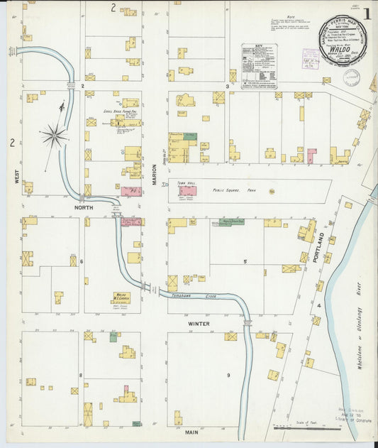 Sanborn Fire Insurance Map from Waldo, Marion County, Ohio (1901), Sheet #0001 - Historic Sanborn Fire Insurance Map Print, vintage old map wall art, antique decor, genealogy gift, Ohio Ohio map