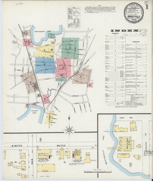 Sanborn Fire Insurance Map from Wakefield, Middlesex County, Massachusetts. (1897) – Historic Sanborn Fire Insurance Map Print