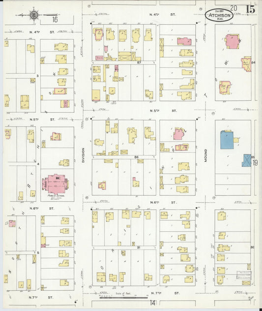 Sanborn Fire Insurance Map from Atchison, Atchison County, Kansas (1910), Sheet #0015 - Historic Sanborn Fire Insurance Map Print, vintage old map wall art, antique decor, genealogy gift, Kansas Kansas map