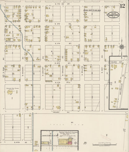 Sanborn Fire Insurance Map from Sanford, Seminole County, Florida (1922), Sheet #0012 - Complete Map Set gallery image, historic Sanborn map, vintage wall art, Florida Florida