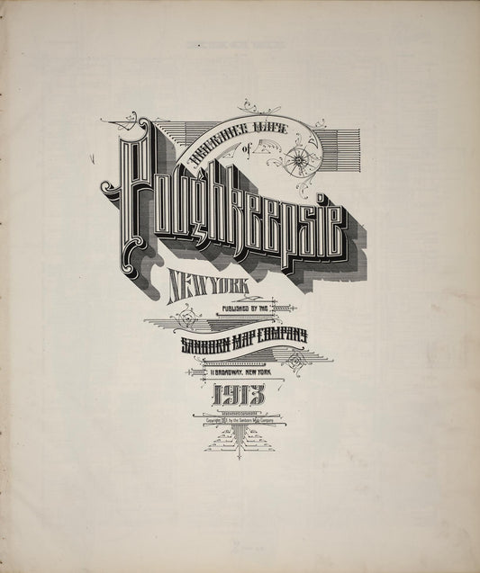 Sanborn Fire Insurance Map from Poughkeepsie, Dutchess County, New York (1913), Sheet #0001 - Historic Sanborn Fire Insurance Map Print, vintage old map wall art, antique decor, genealogy gift, New York New York map