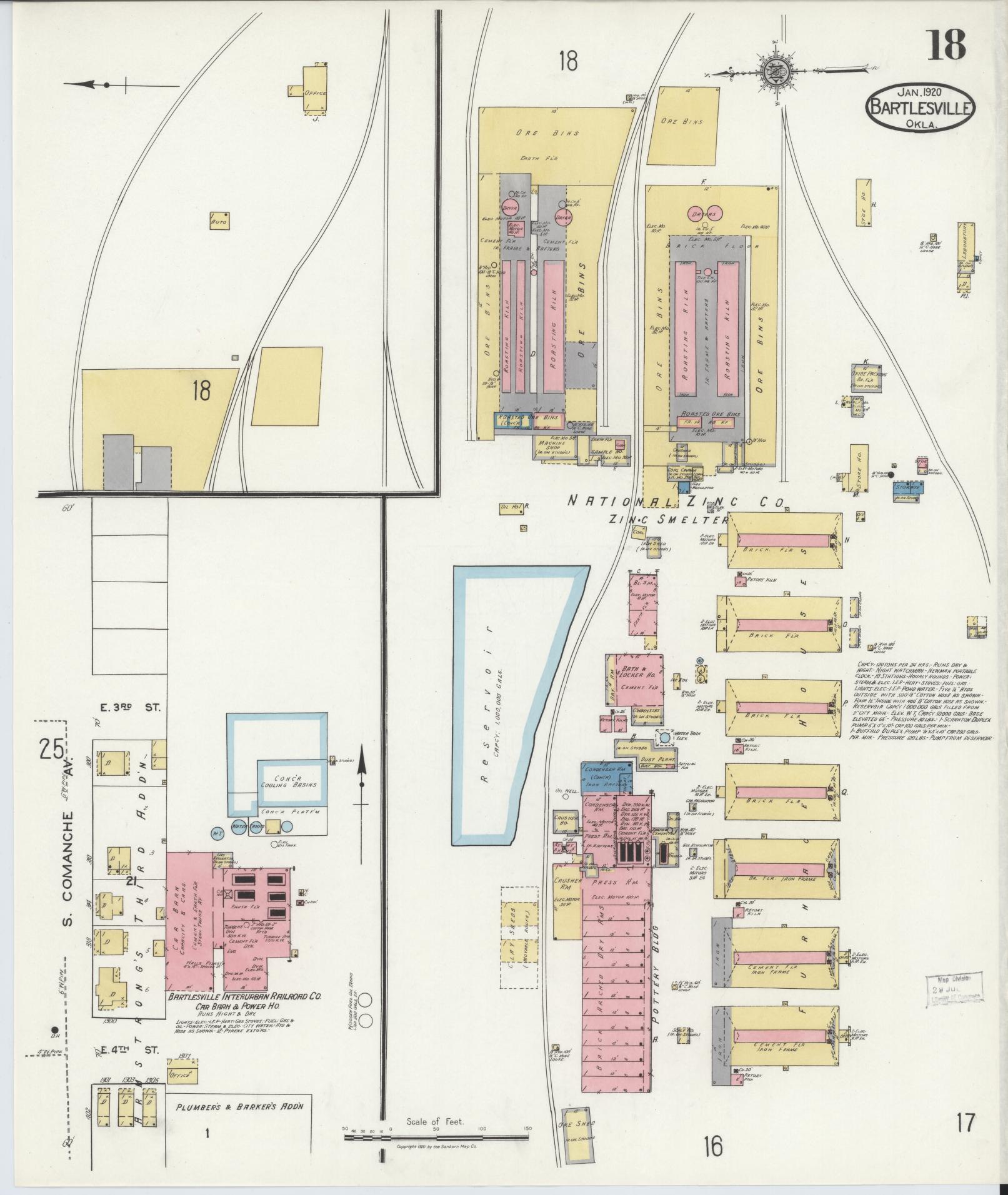 Sanborn Fire Insurance Map from Bartlesville, Washington County, Oklahoma (1920), Sheet #0018 - Complete Map Set gallery image, historic Sanborn map, vintage wall art, Oklahoma Oklahoma