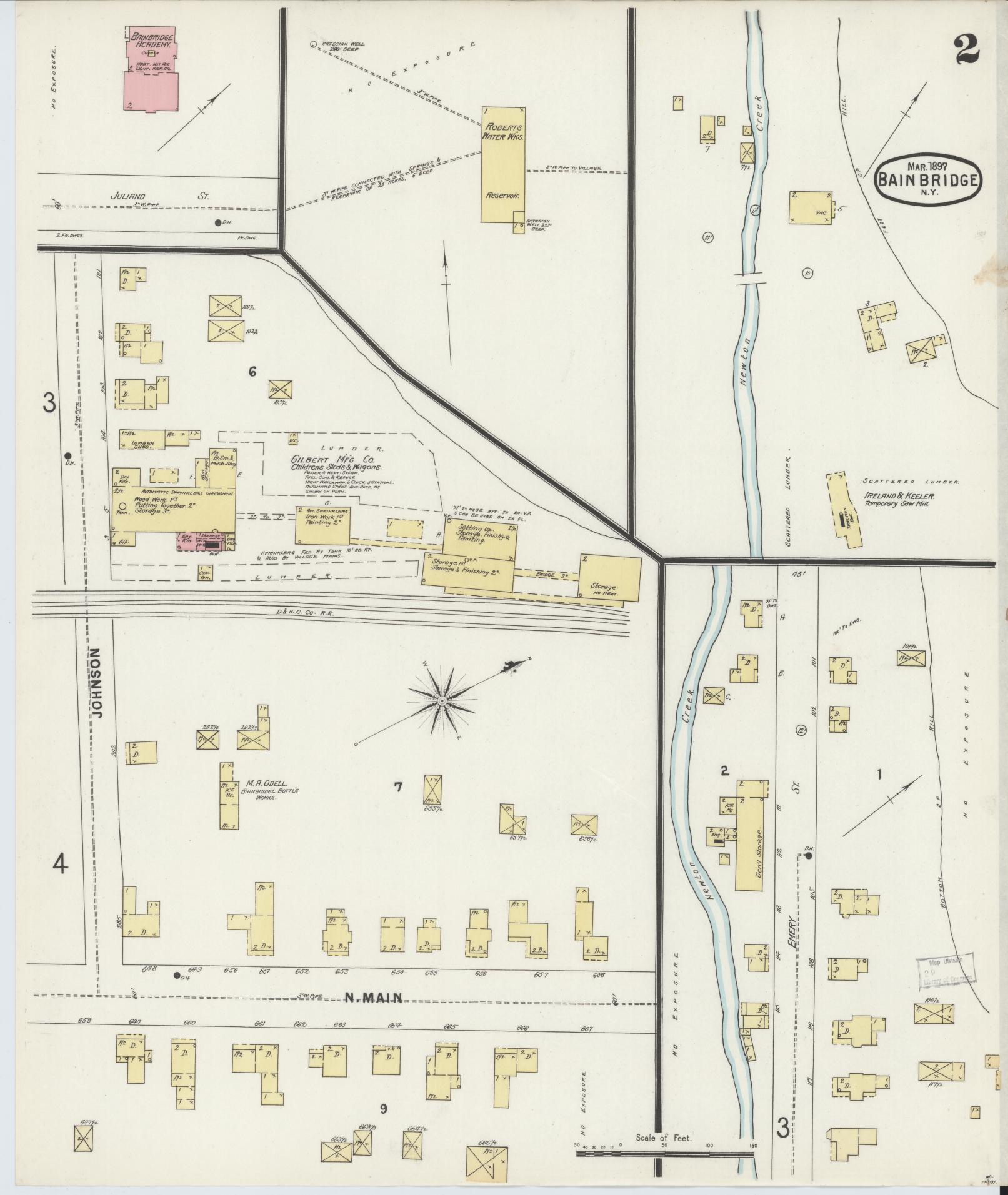 Sanborn Fire Insurance Map from Bainbridge, Chenango County, New York (1897), Sheet #0002 - Historic Sanborn Fire Insurance Map Print, vintage old map wall art, antique decor, genealogy gift, New York New York map