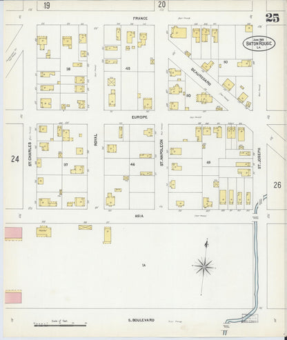 Sanborn Fire Insurance Map from Baton Rouge, East Baton Rouge Parish, Louisiana (1903), Sheet #0025 - Complete Map Set gallery image, historic Sanborn map, vintage wall art, Louisiana Louisiana