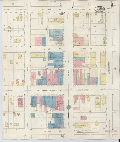 Sanborn Fire Insurance Map from Harper, Harper County, Kansas (1943), Sheet #0004 - Complete Map Set gallery image, historic Sanborn map, vintage wall art, Kansas Kansas