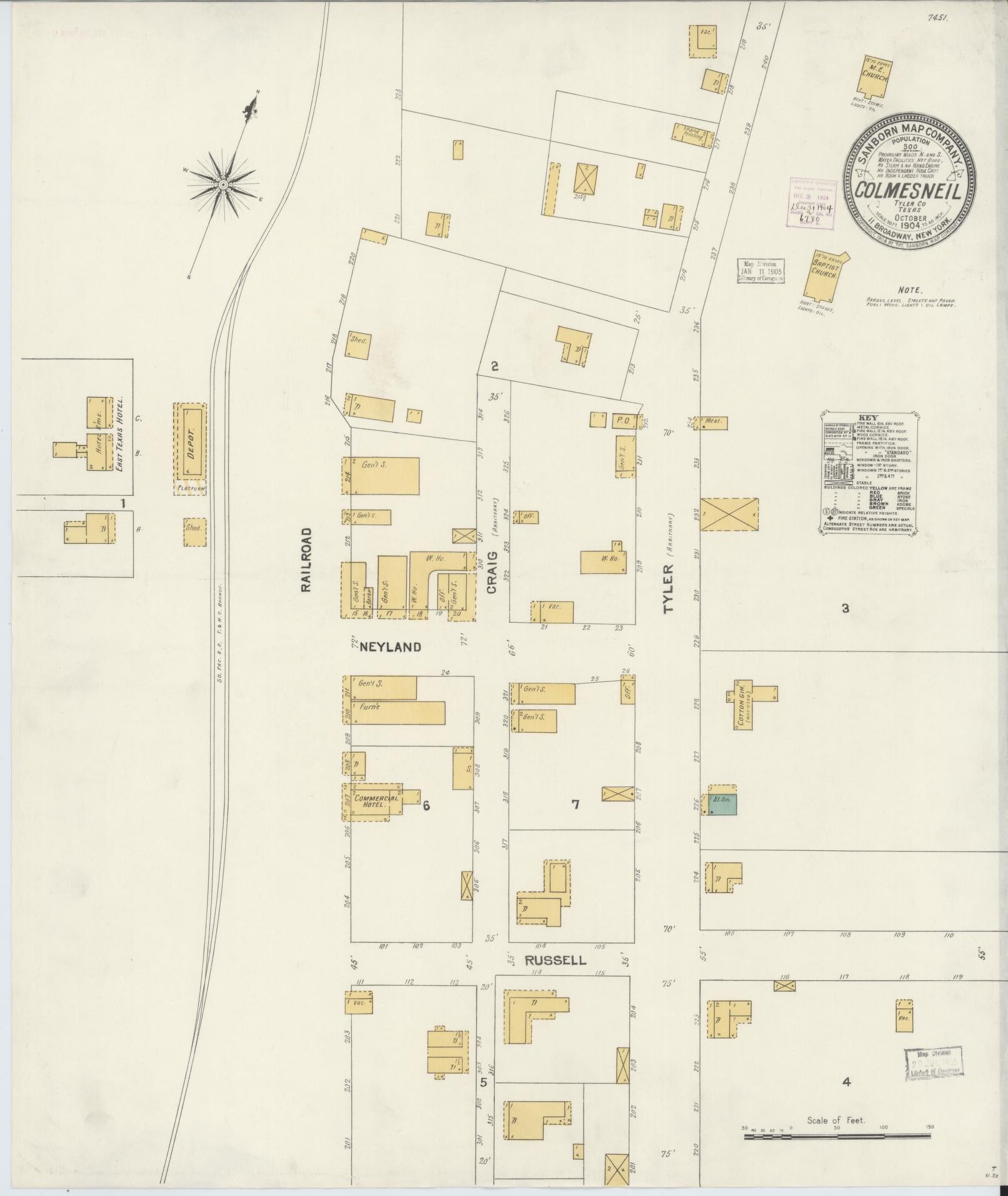 Sanborn Fire Insurance Map from Colmesneil, Tyler County, Texas. (1904) – Historic Sanborn Fire Insurance Map Print