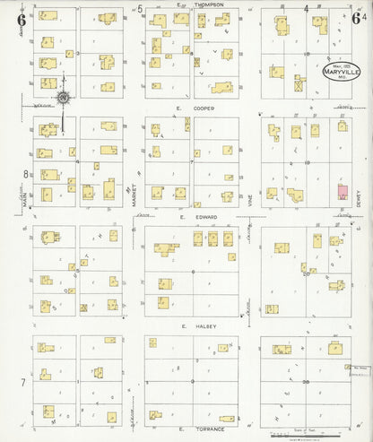 Sanborn Fire Insurance Map from Maryville, Nodaway County, Missouri (1925), Sheet #0006 - Complete Map Set gallery image, historic Sanborn map, vintage wall art, Missouri Missouri