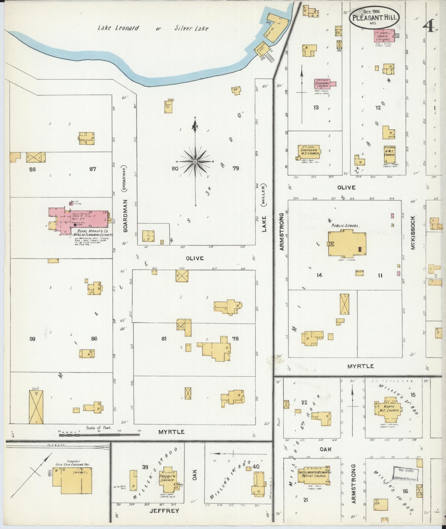 Sanborn Fire Insurance Map from Pleasant Hill, Cass County, Missouri (1906), Sheet #0004 - Historic Sanborn Fire Insurance Map Print, vintage old map wall art, antique decor, genealogy gift, Missouri Missouri map