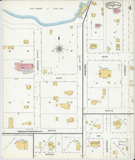 Sanborn Fire Insurance Map from Pleasant Hill, Cass County, Missouri (1906), Sheet #0004 - Historic Sanborn Fire Insurance Map Print, vintage old map wall art, antique decor, genealogy gift, Missouri Missouri map