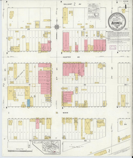 Sanborn Fire Insurance Map from Boswell, Choctaw County, Oklahoma (1916), Sheet #0001 - Complete Map Set gallery image, historic Sanborn map, vintage wall art, Oklahoma Oklahoma