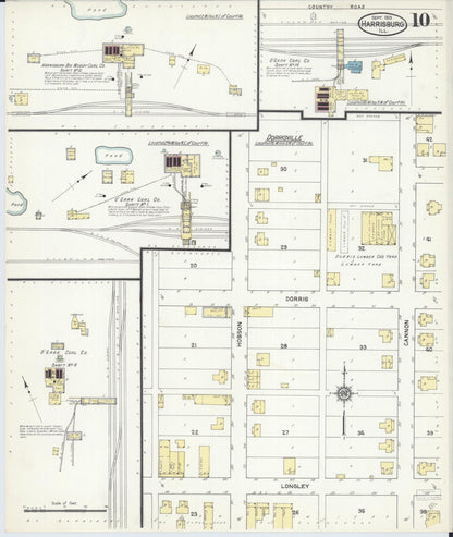 Sanborn Fire Insurance Map from Harrisburg, Saline County, Illinois (1913), Sheet #0010 - Complete Map Set gallery image, historic Sanborn map, vintage wall art, Illinois Illinois