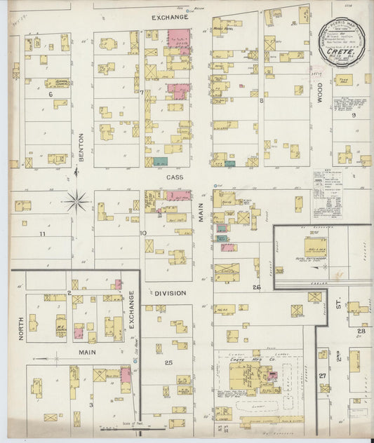 Sanborn Fire Insurance Map from Crete, Will County, Illinois (1893), Sheet #0001 - Historic Sanborn Fire Insurance Map Print, vintage old map wall art, antique decor, genealogy gift, Illinois Illinois map