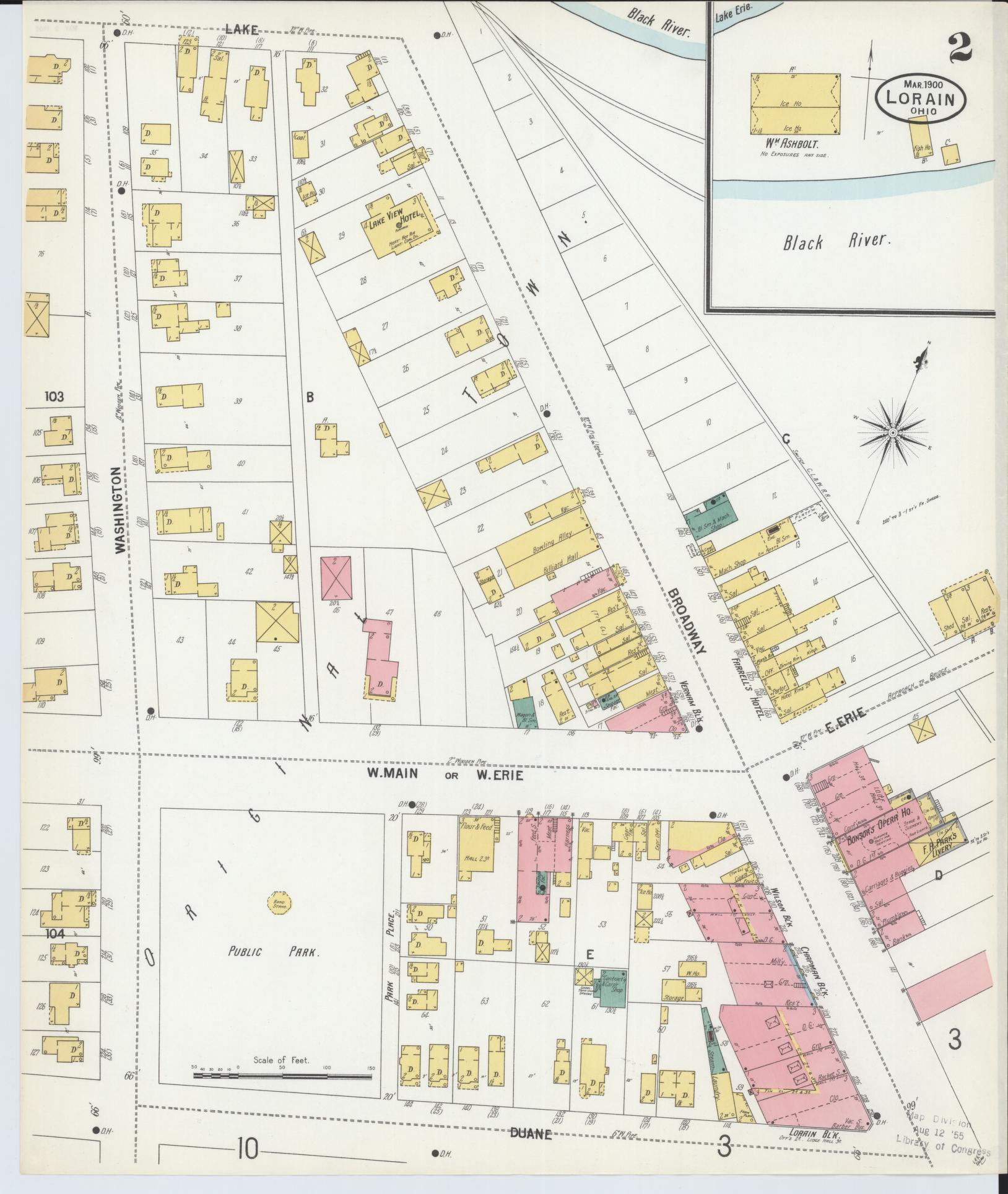Sanborn Fire Insurance Map from Lorain, Lorain County, Ohio (1900), Sheet #0002 - Historic Sanborn Fire Insurance Map Print, vintage old map wall art, antique decor, genealogy gift, Ohio Ohio map