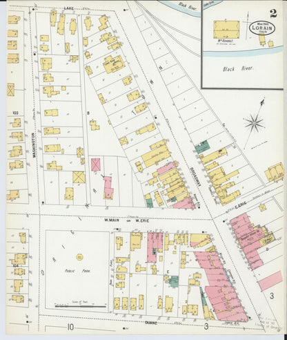 Sanborn Fire Insurance Map from Lorain, Lorain County, Ohio (1900), Sheet #0002 - Historic Sanborn Fire Insurance Map Print, vintage old map wall art, antique decor, genealogy gift, Ohio Ohio map