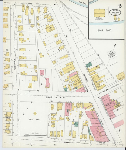 Sanborn Fire Insurance Map from Lorain, Lorain County, Ohio (1900), Sheet #0002 - Historic Sanborn Fire Insurance Map Print, vintage old map wall art, antique decor, genealogy gift, Ohio Ohio map
