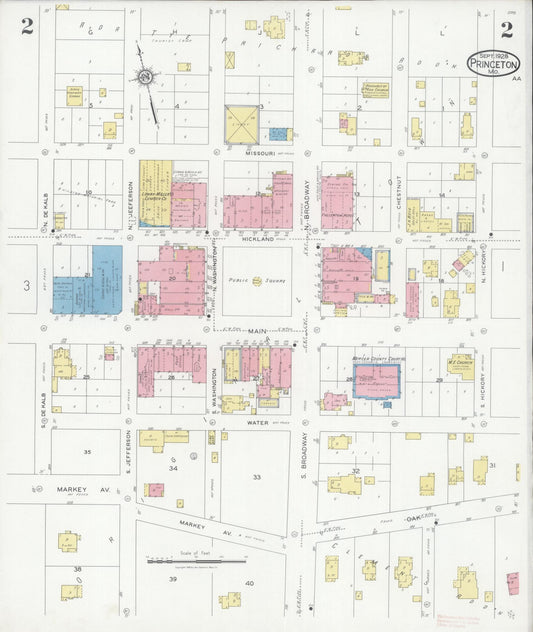 Sanborn Fire Insurance Map from Princeton, Mercer County, Missouri (1928), Sheet #0002 - Historic Sanborn Fire Insurance Map Print, vintage old map wall art, antique decor, genealogy gift, Missouri Missouri map