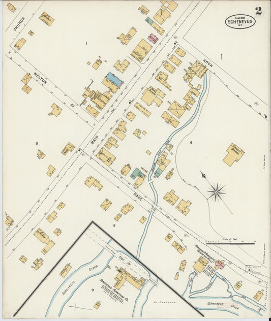 Sanborn Fire Insurance Map from Schenevus, Otsego County, New York (1898), Sheet #0002 - Historic Sanborn Fire Insurance Map Print, vintage old map wall art, antique decor, genealogy gift, New York New York map