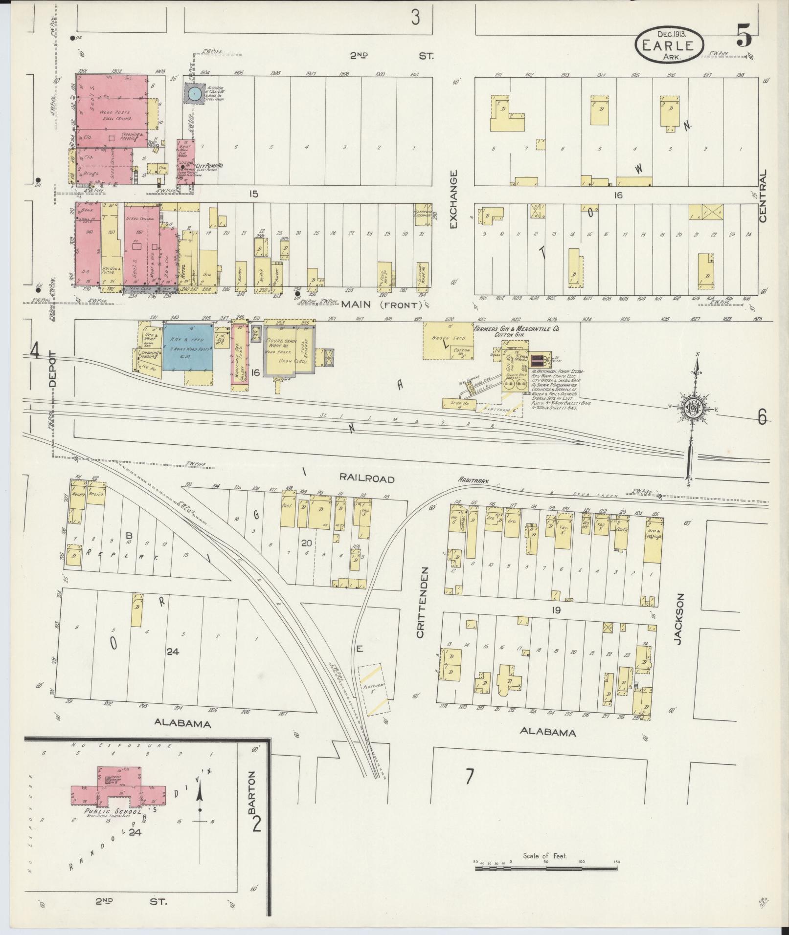Sanborn Fire Insurance Map from Earle, Crittenden County, Arkansas (1913), Sheet #0005 - Complete Map Set gallery image, historic Sanborn map, vintage wall art, Arkansas Arkansas
