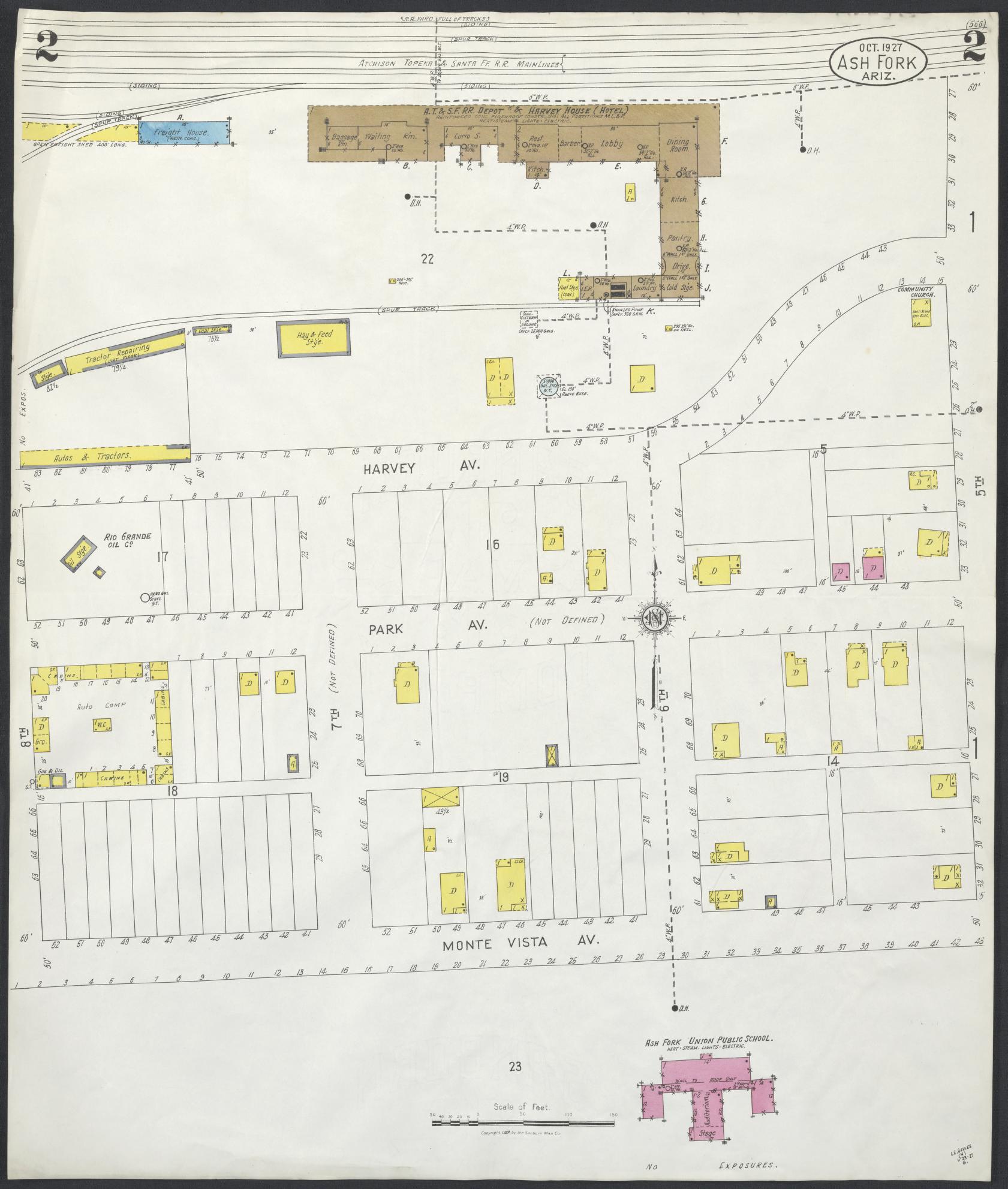 Sanborn Fire Insurance Map from Ash Fork, Yavapai County, Arizona (1927), Sheet #0002 - Complete Map Set gallery image, historic Sanborn map, vintage wall art, Arizona Arizona